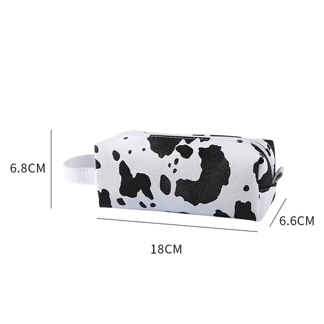 Cow Print PU Makeup Bag - Women's Travel Organizer
