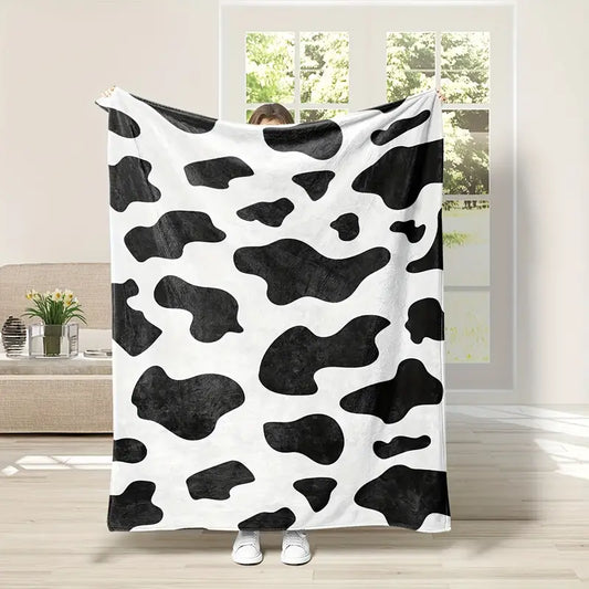 Cow Pattern Lightweight Flannel Blanket for Travel & Home