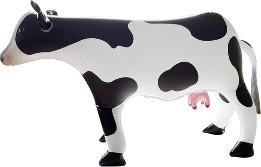 ILEISURELY Inflatable Cow 37" Farm Birthday Decorations Blow up Cow Toy for Animals Theme Party Pool Birthday Halloween and Christmas Milk White 1 pc