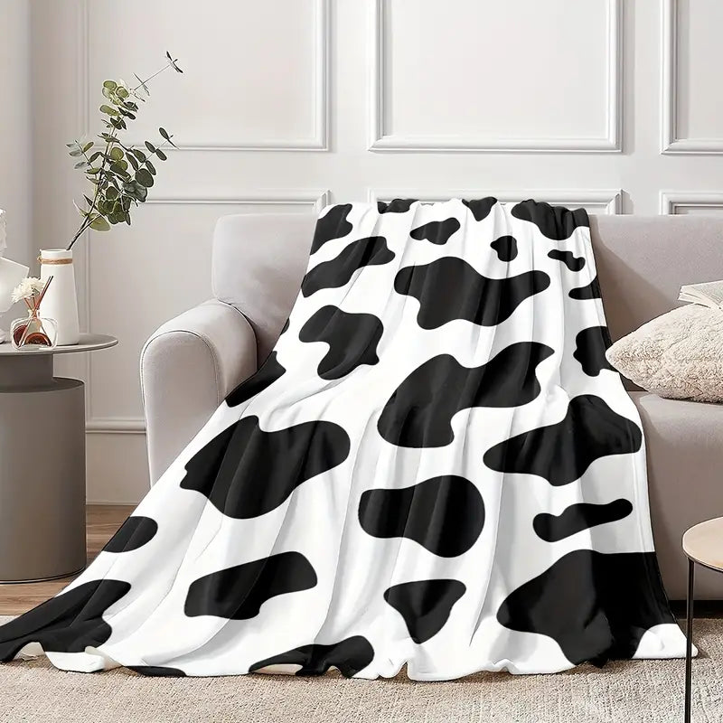 Cow Pattern Lightweight Flannel Blanket for Travel & Home