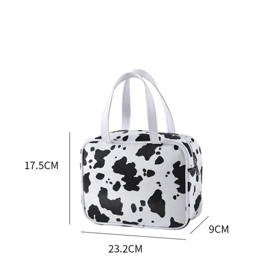 Cow Print PU Makeup Bag - Women's Travel Organizer